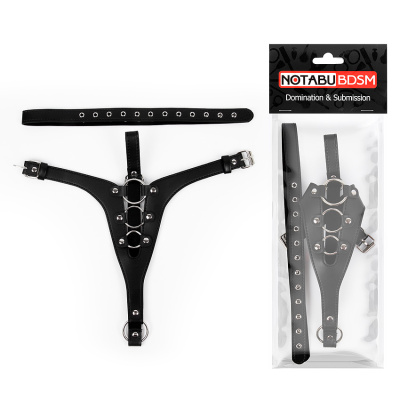 ТРУСИКИ ДЛЯ СТРАПОНА цвет чёрный, PVC (NTB-80454)