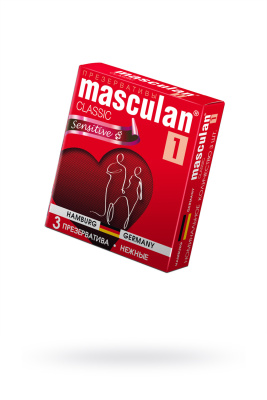 Презервативы Masculan, classic 1, нежные, 18,5 см, 5,3 см, 3 шт. (0T-00005537)
