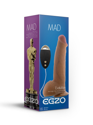 ВИБРОМАССАЖЕР РЕАЛИСТИК EGZO С ВЫНОСНЫМ ПУЛЬТОМ L 205 мм D 50 мм киберкожа, (DVR002)